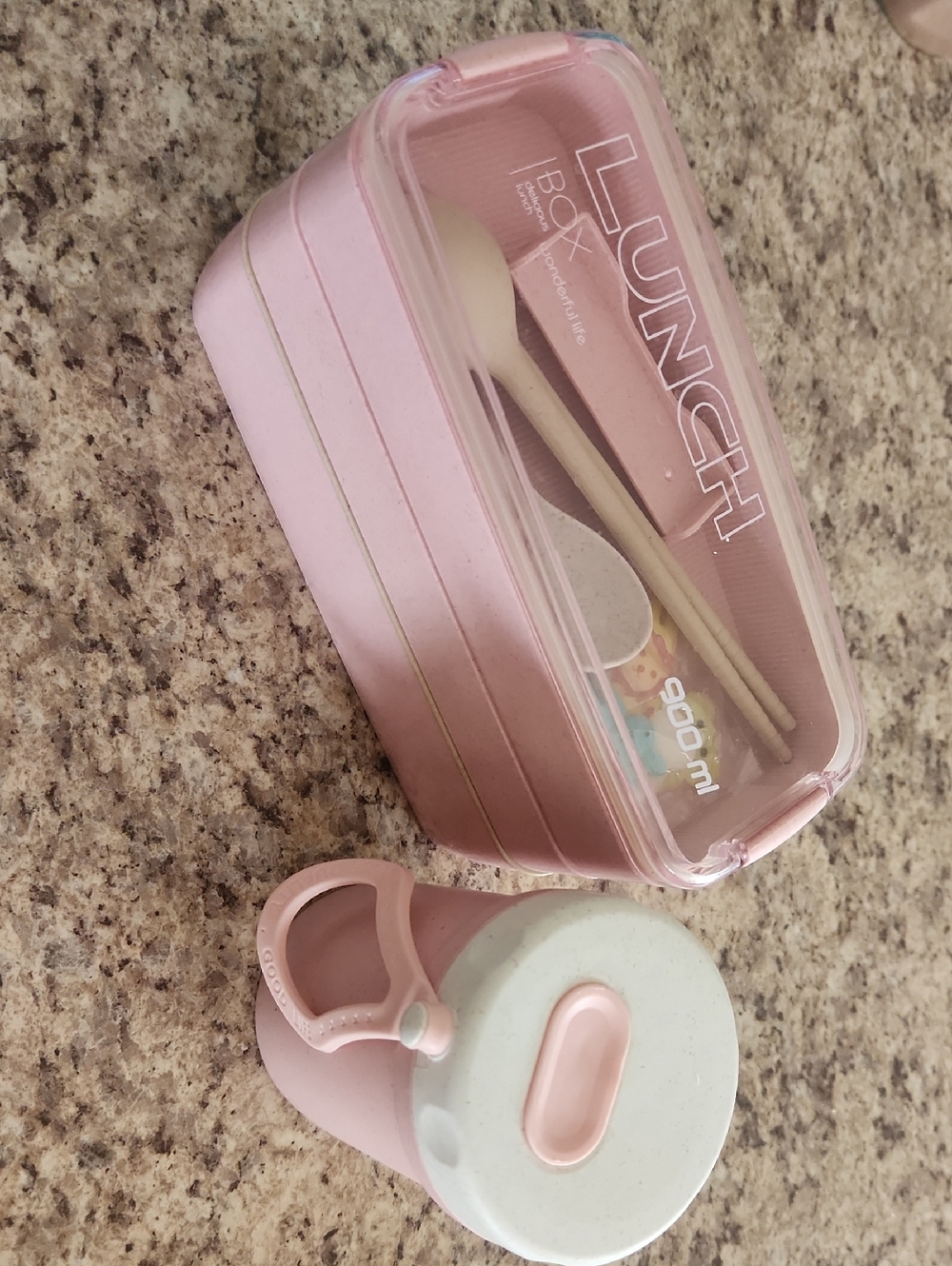 Pink Lunch Box Set with Utensils